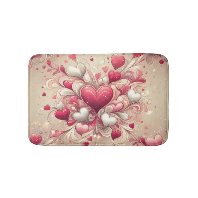 valentine's day heart patterned bath mat (Front)
