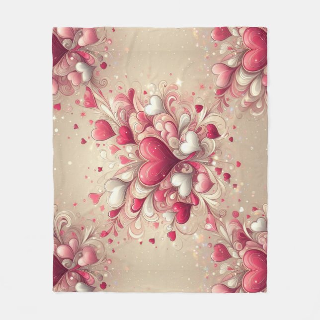 valentine's day heart patterned fleece blanket (Front)