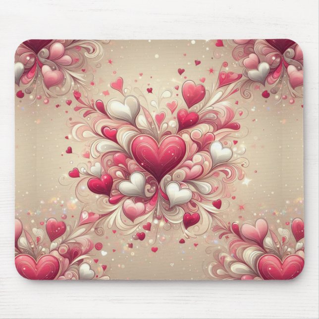 valentine's day heart patterned mouse pad (Front)