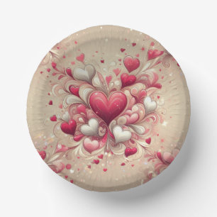 valentine's day heart patterned paper plate