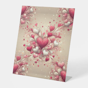 valentine's day heart patterned pedestal sign