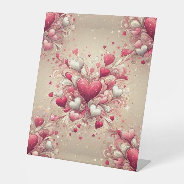 valentine's day heart patterned pedestal sign (Front)