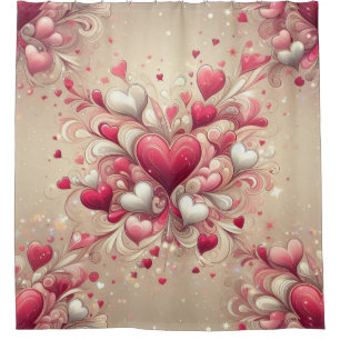 valentine's day heart patterned shower curtain