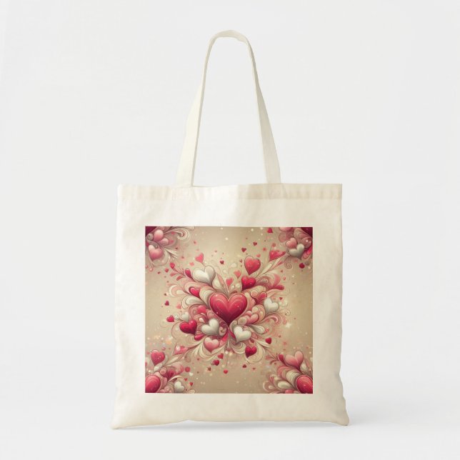 valentine's day heart patterned tote bag (Front)