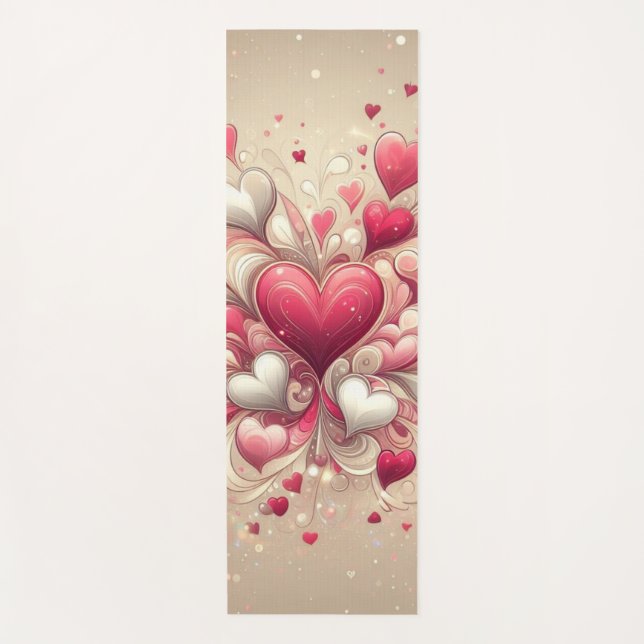 valentine's day heart patterned yoga mat (Front)