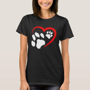 Valentines Day Heart Paws Funny Cat Dog Lover Adul T-Shirt