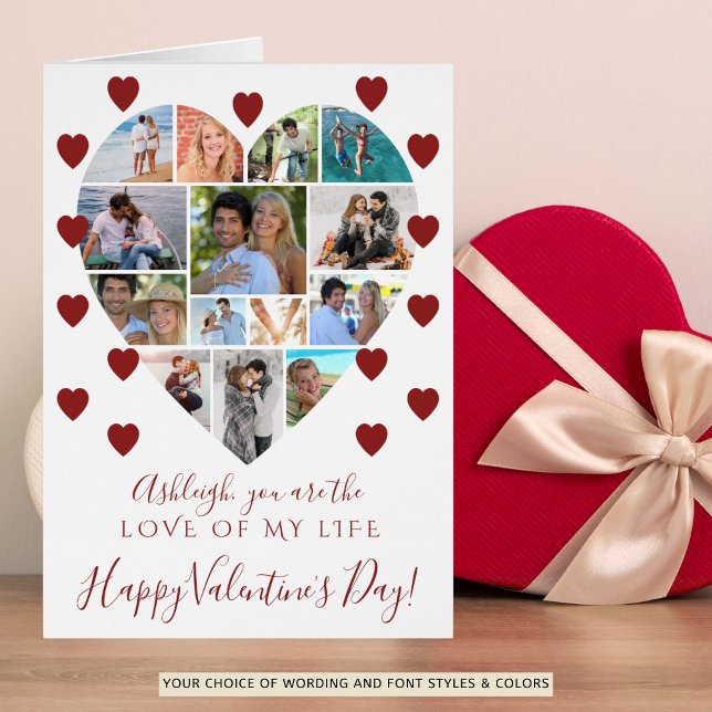 Valentines Day Heart Photo Collage Custom Text (Creator Uploaded)
