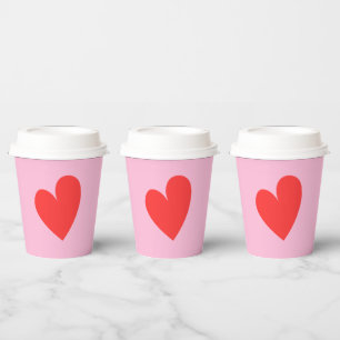 Valentine's Day Heart Pink and Red Paper Cups