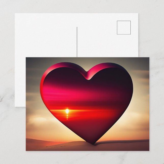 Valentine's Day Heart Pink Background Postcard (Front/Back)