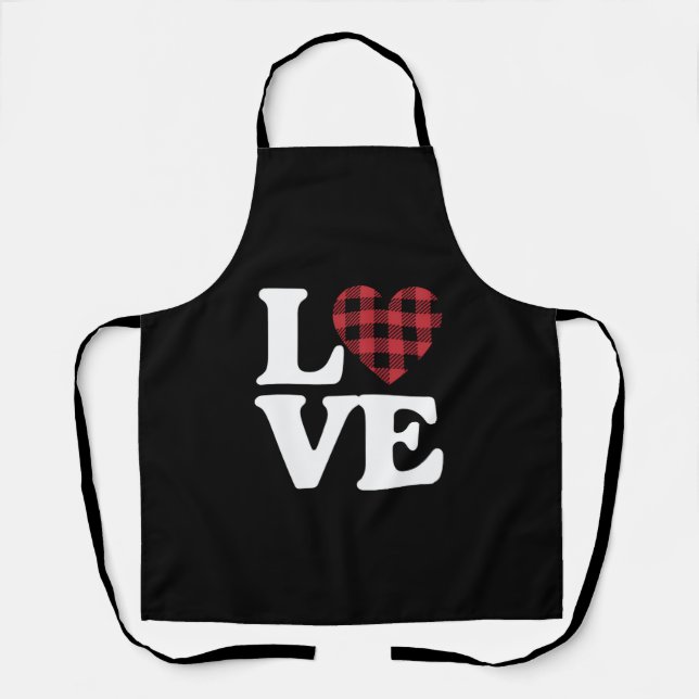 Valentines Day Heart Plaid Love  Apron (Front)