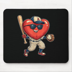 Valentines Day Heart Playing Baseball Boys Girls K Mouse Pad