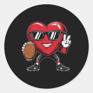 Valentine's Day Heart Playing Football Boys Girls Classic Round Sticker