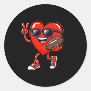 Valentine's Day Heart Playing Football Boys Girls  Classic Round Sticker