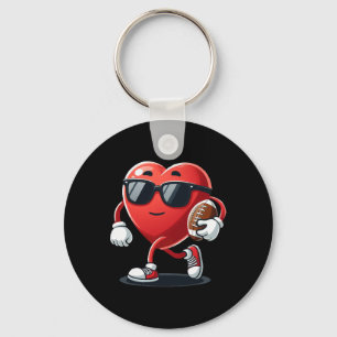 Valentine's Day Heart Playing Football Boys Girls Key Ring