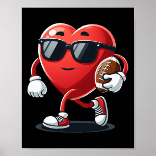 Valentine's Day Heart Playing Football Boys Girls Poster