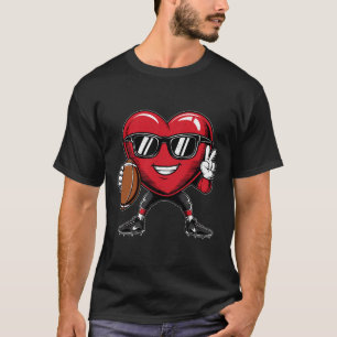 Valentine's Day Heart Playing Football Boys Girls T-Shirt