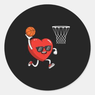 Valentines Day Heart Playing Sketll Men Boys Girls Classic Round Sticker