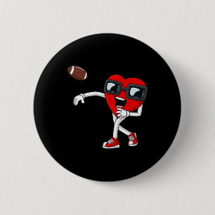 Valentines Day Heart Quarterback Football Boys Kid 6 Cm Round Badge