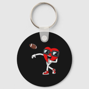 Valentines Day Heart Quarterback Football Boys Kid Key Ring