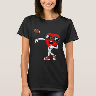 Valentines Day Heart Quarterback Football Boys Kid T-Shirt