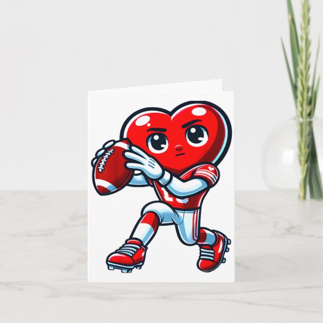 Valentines Day Heart Quarterback Football Srts  Card (Front)