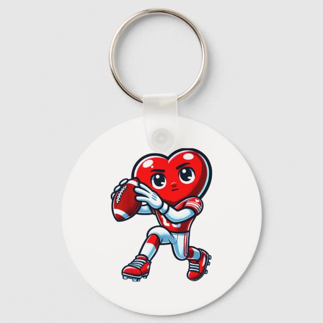 Valentines Day Heart Quarterback Football Srts  Key Ring (Front)