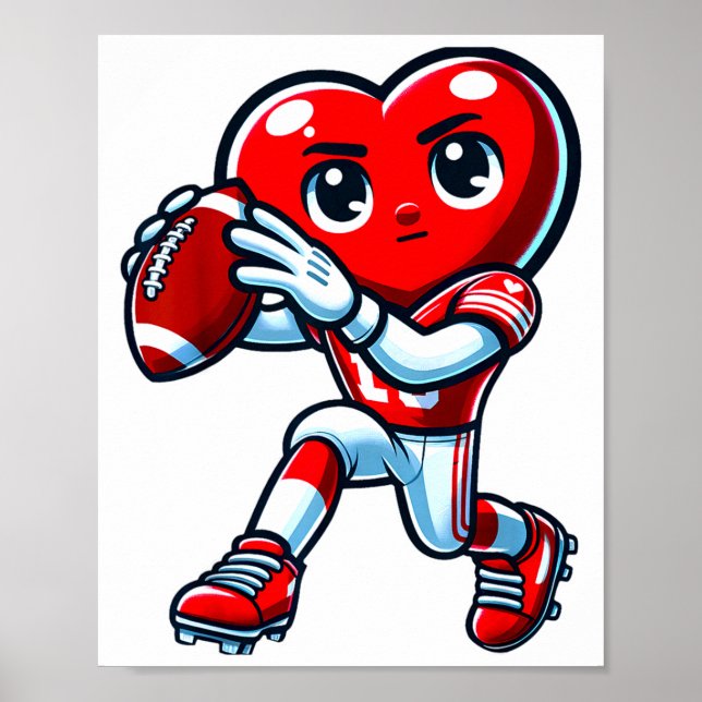 Valentines Day Heart Quarterback Football Srts  Poster (Front)