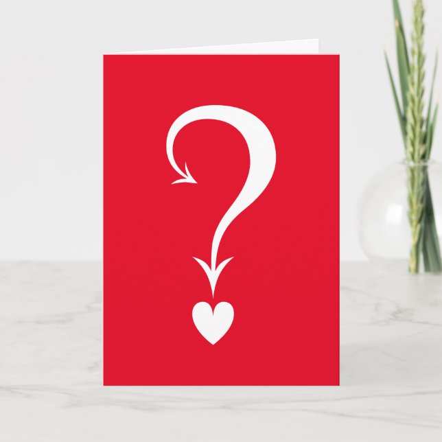 Valentine's Day heart question mark greeting card (Front)