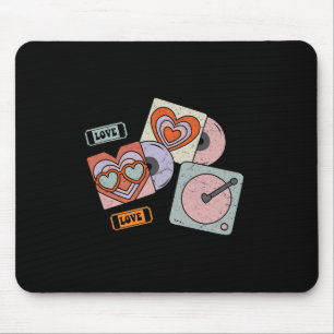 Valentines Day Heart Retro Groovy Cds Music Lovers Mouse Pad