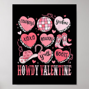 Valentines Day Heart Retro Howdy Valentine Men Wom Poster