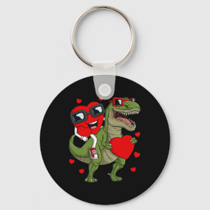 Valentines Day Heart Riding Dinosaur T Rex Fun Boy Key Ring