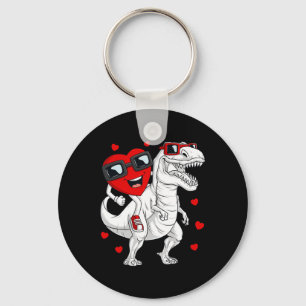 Valentines Day Heart Riding Dinosaur T Rex Fun Boy Key Ring