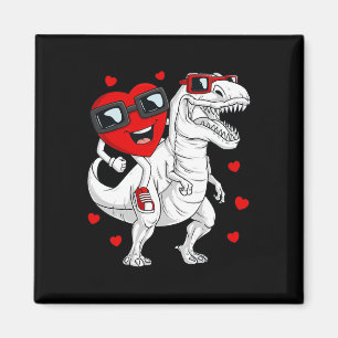 Valentines Day Heart Riding Dinosaur T Rex Fun Boy Magnet