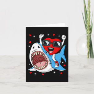Valentines Day Heart Riding Shark Fun Toddler Boys Card