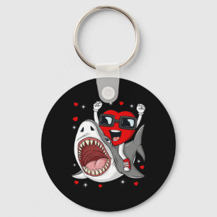 Valentines Day Heart Riding Shark Fun Toddler Boys Key Ring