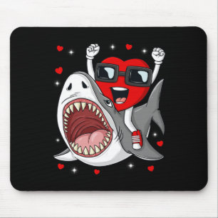 Valentines Day Heart Riding Shark Fun Toddler Boys Mouse Pad