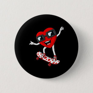 Valentines Day Heart Riding Skateboard Boys Kids T 6 Cm Round Badge