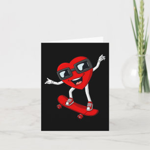 Valentines Day Heart Riding Skateboard Boys Kids T Card