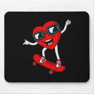 Valentines Day Heart Riding Skateboard Boys Kids T Mouse Pad