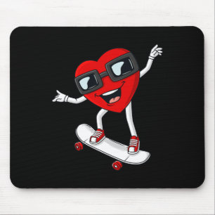Valentines Day Heart Riding Skateboard Boys Kids T Mouse Pad