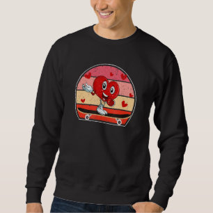 Valentines Day Heart Riding Skateboard Skater Cou Sweatshirt