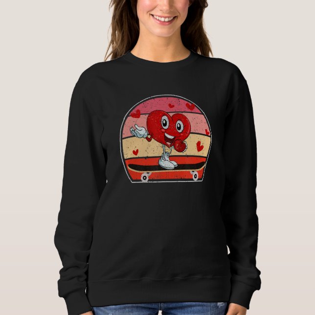 Valentines Day Heart Riding Skateboard  Skater Cou Sweatshirt (Front)