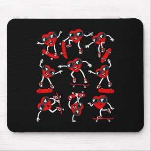 Valentines Day Heart Riding Skateboards Boys Kids Mouse Pad