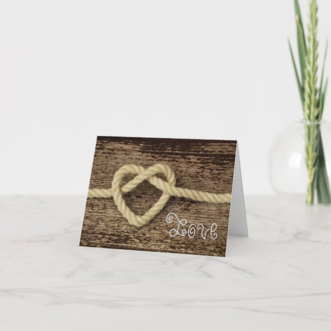 Valentine's Day Heart Rope Rustic Love Holiday Card (Front)