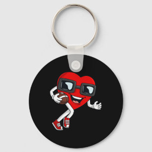 Valentines Day Heart Running With A Football Boys  Key Ring
