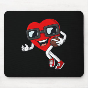 Valentines Day Heart Running With A Football Boys  Mouse Pad