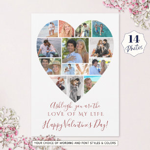 Valentines Day Heart Shaped Photo Collage 14 Photo Holiday Card