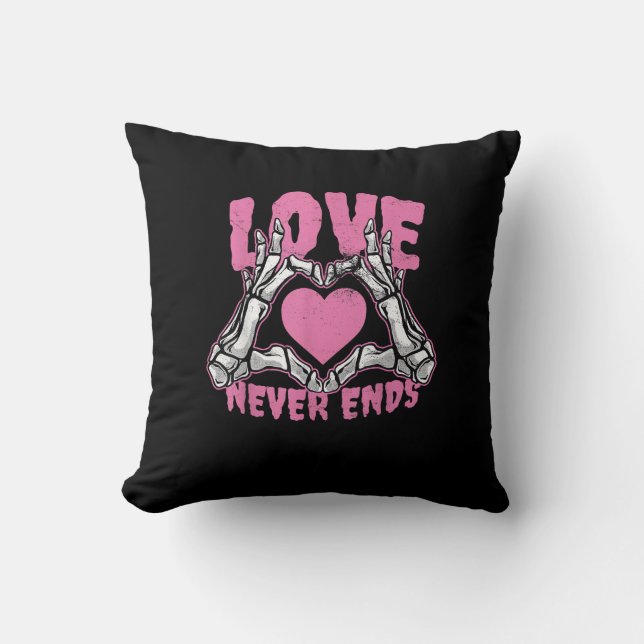 Valentines Day Heart Skeleton Hands Heart Cushion (Front)