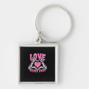 Valentines Day Heart Skeleton Hands Heart Key Ring
