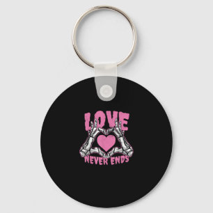 Valentines Day Heart Skeleton Hands Heart Key Ring